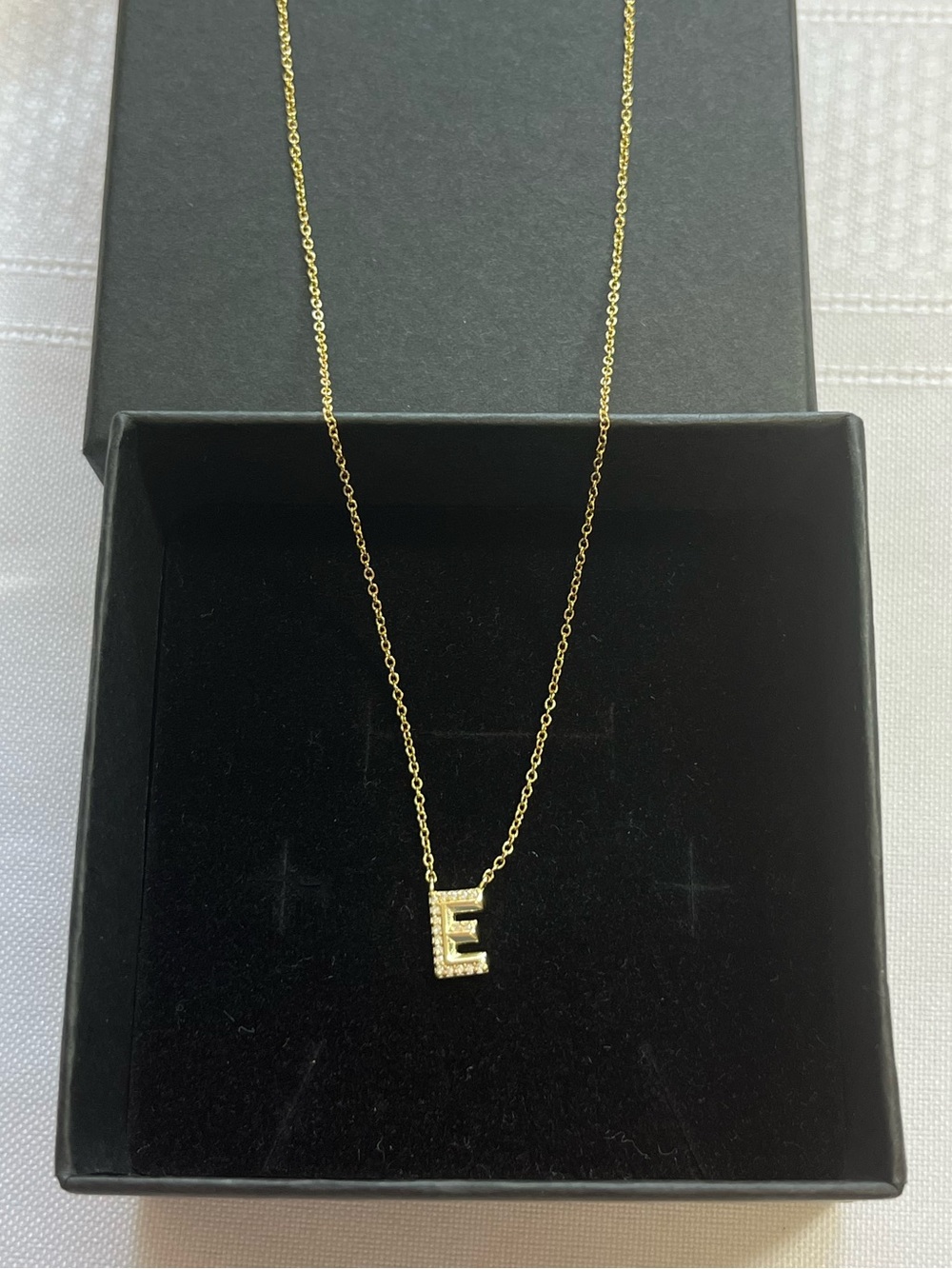 New Sterling Silver gold plated “E” necklace